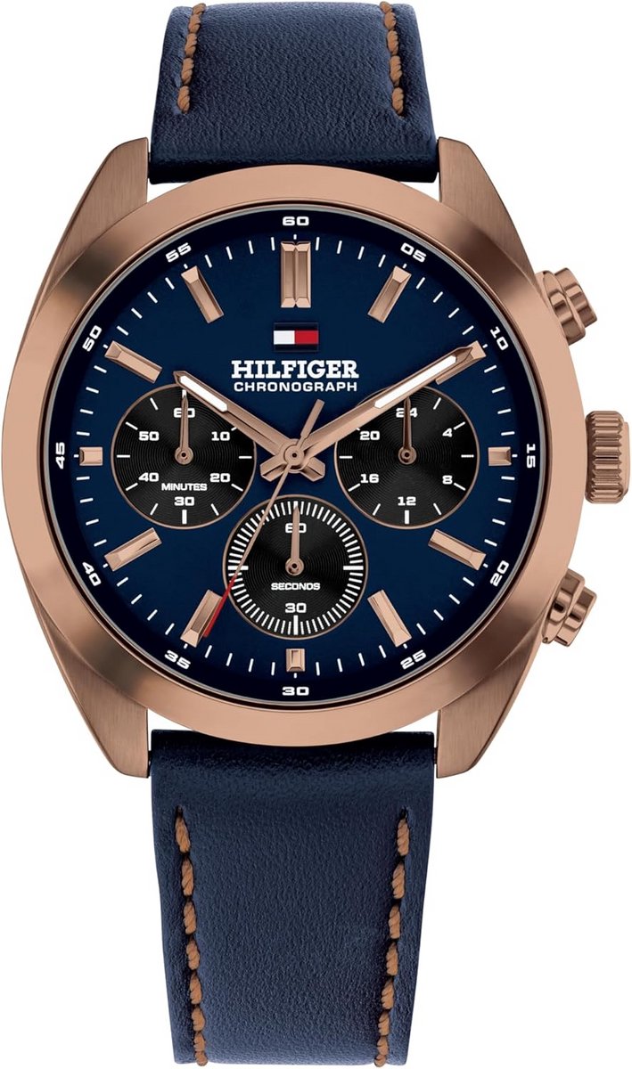 Heren Horloge Chronograaf Roestvrijstaal of Leer Armband Quartz