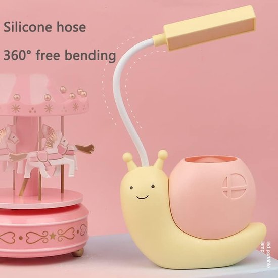 Daity 1 stuk - Leuke kinderbureaulamp met pennenhouder - LED-bureaulamp voor kinderen - slakvormig - USB-opladen - studielamp voor studenten met oogbescherming - 360° flexibele en verstelbare lamphals van Daity — afbeelding 4