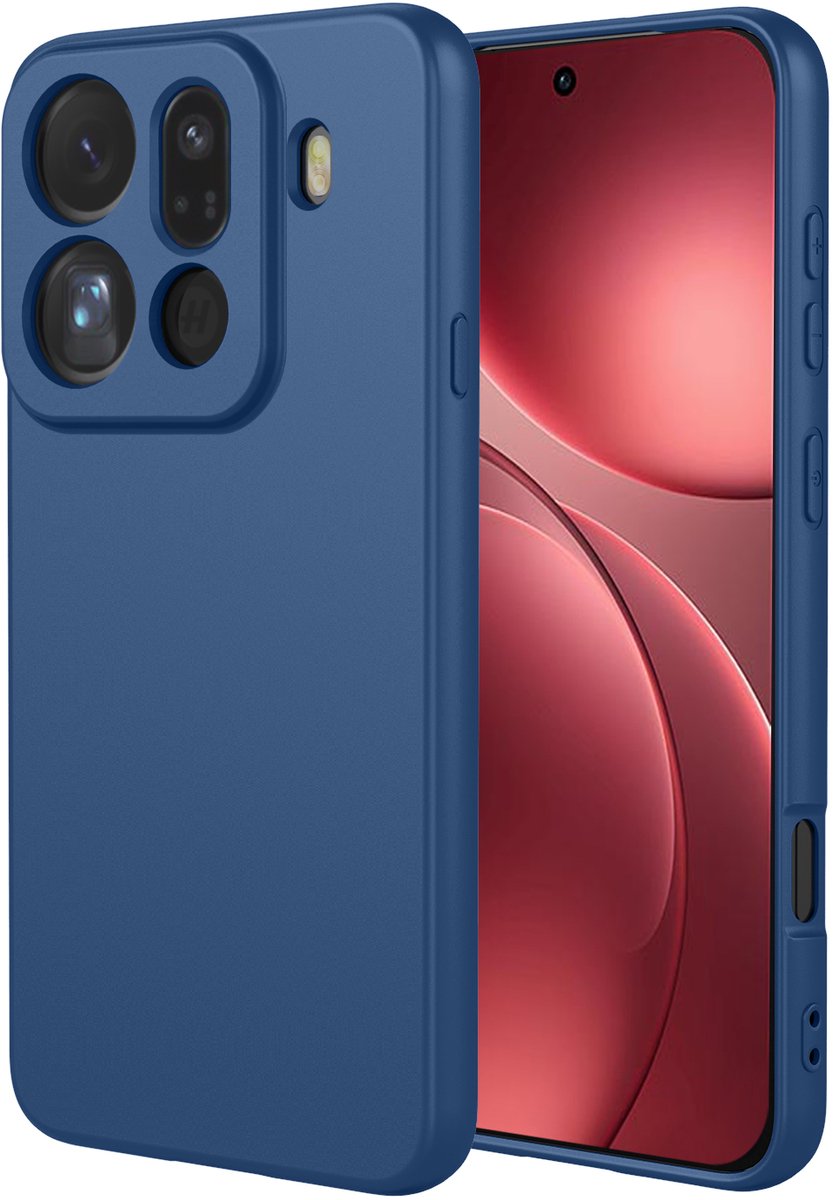 MobyDefend Hoesje - Geschikt voor Oppo Find X9 Pro - Matte Siliconen Backcover - Blauw