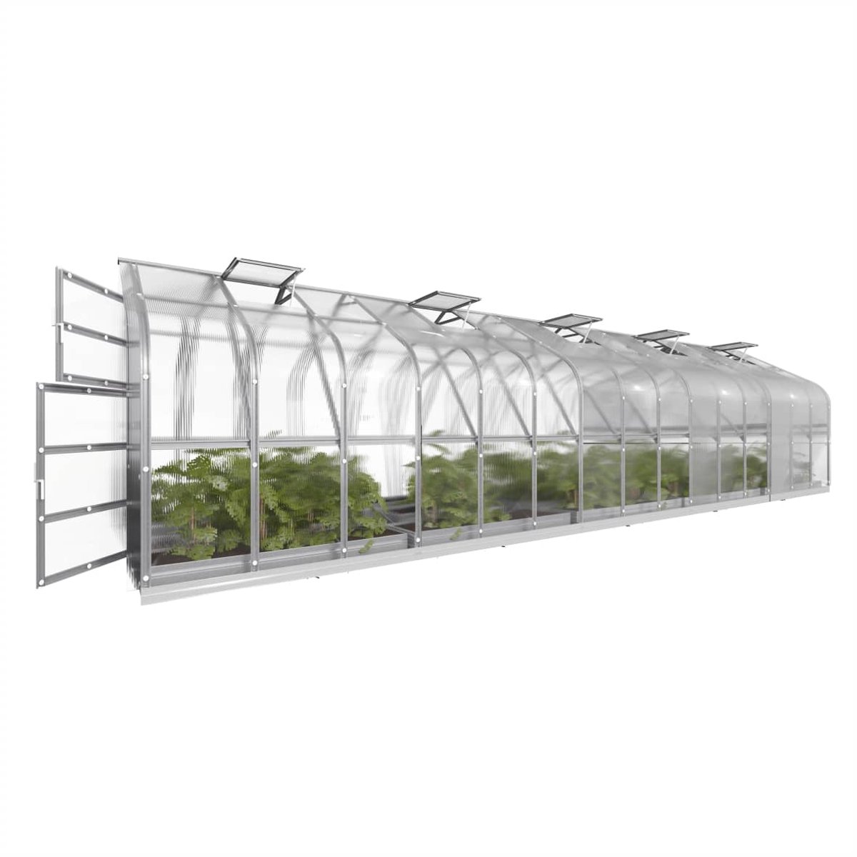 Klasika Serre en polycarbonate 2,5x12m 30m² + 6 lucarnes automatiques