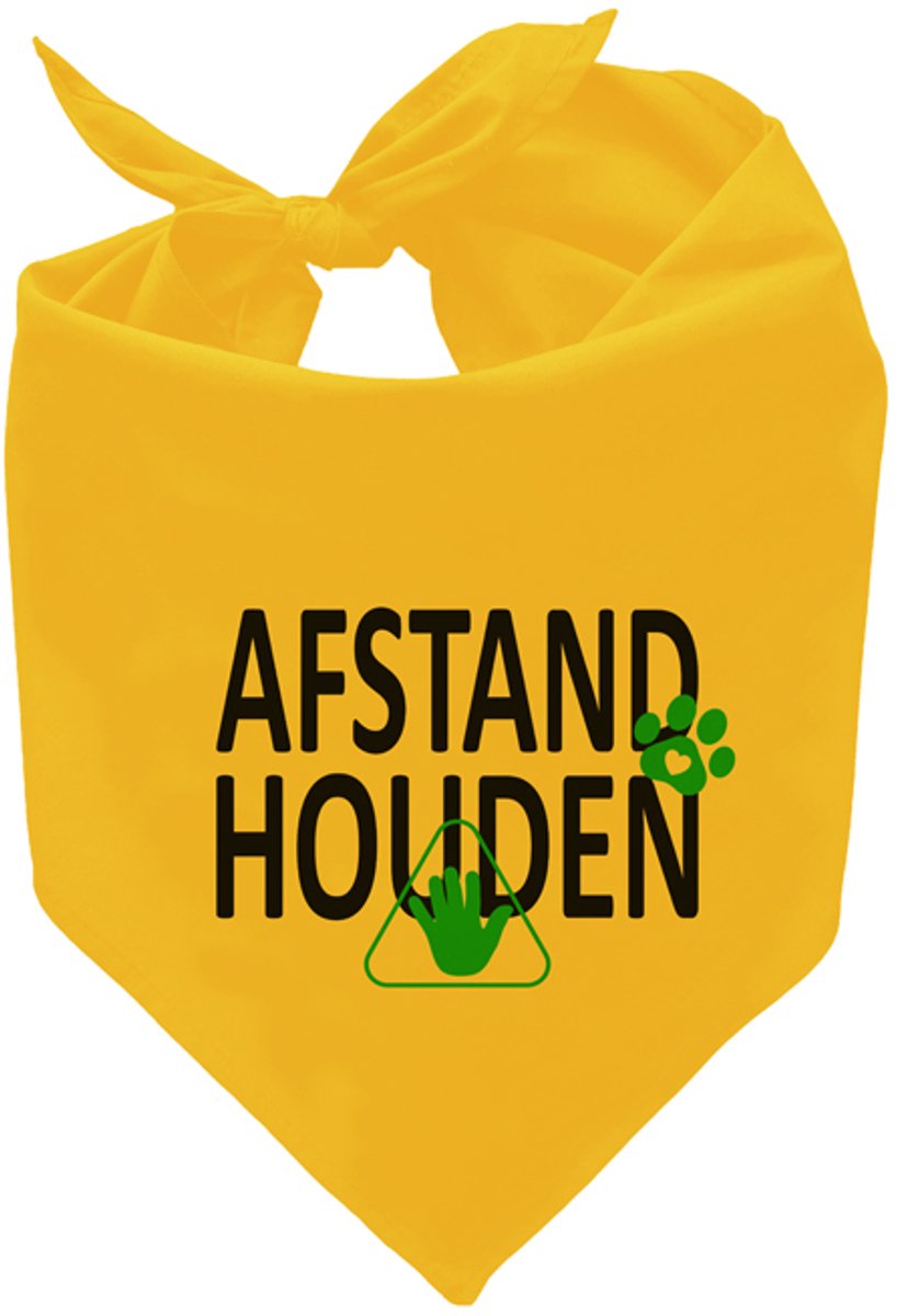 Gele honden bandana - Afstand houden (hand) - 88cm voor middelgrote en grote honden. De gele hond, voor signalering en veiligheid.