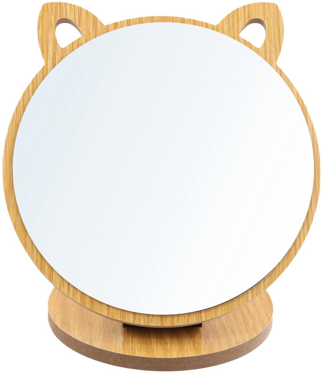 Creatieve make-upspiegel met kattenoren - houten frame - draagbaar