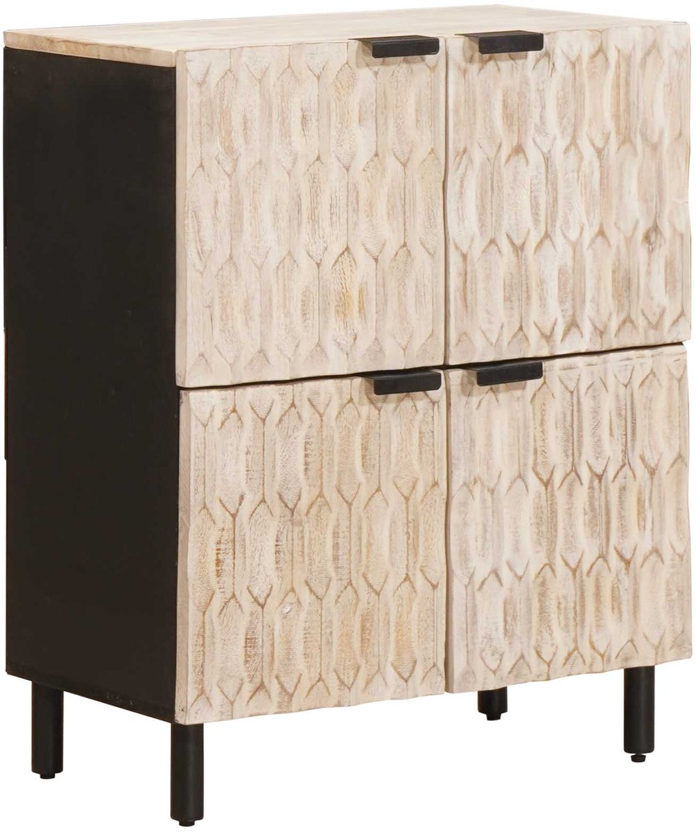 vidaXL - Dressoir - Witte - Was - Afwerking - 60 - x - 33 - x - 75 - cm - Massief - Mango - Hout