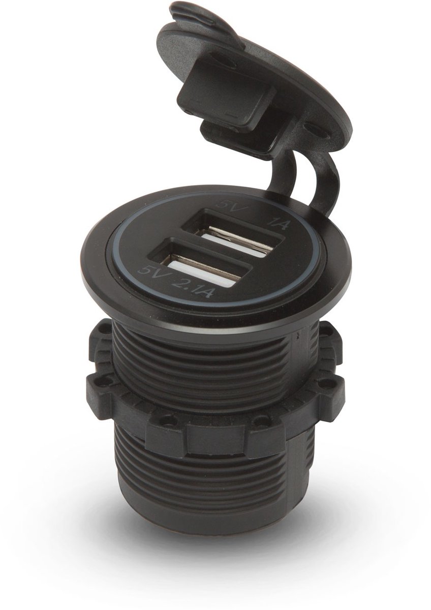 Inbouw USB-A Laadpoort - Ter vervanging van Sigarettenaansteker - 12/24V - Rode LED [54926RD]