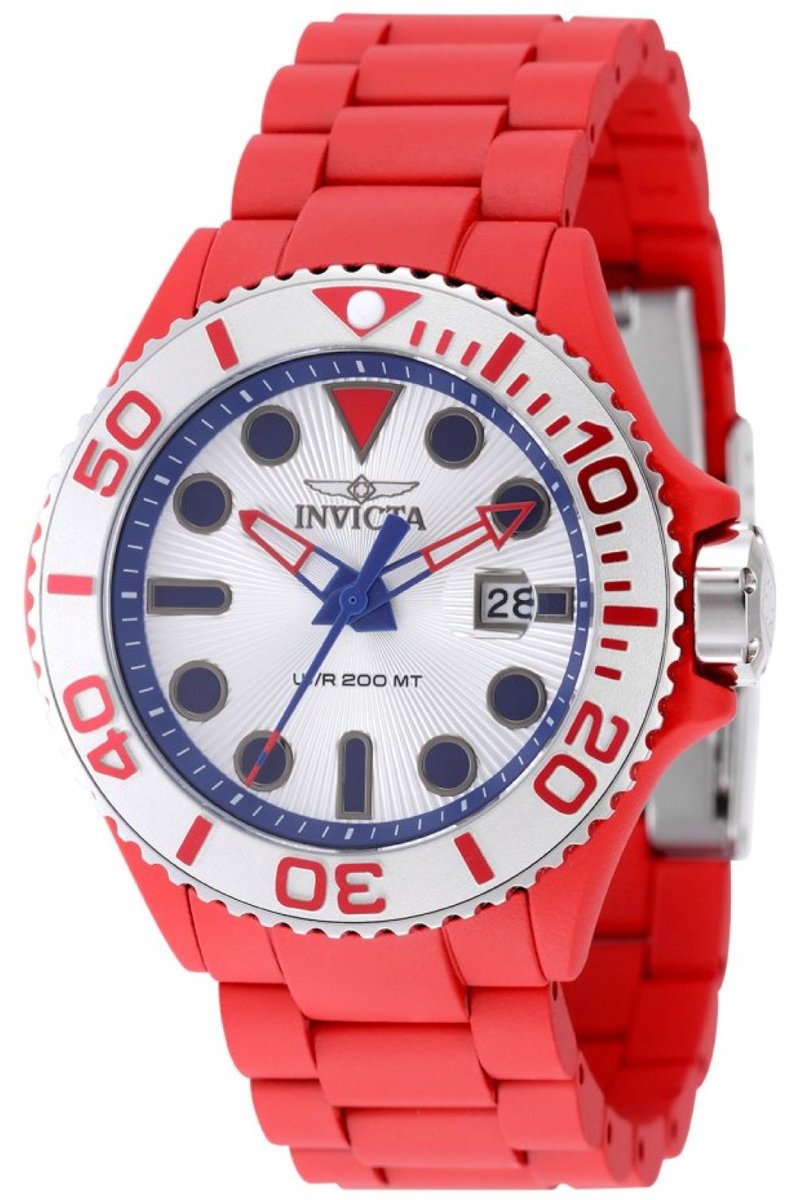 Invicta Grand Diver 49482 Heren Horloge - Waterdicht - Analoog - Quartz Uurwerk - Roestvrij Staal met zilveren Wijzerplaat - 46mm