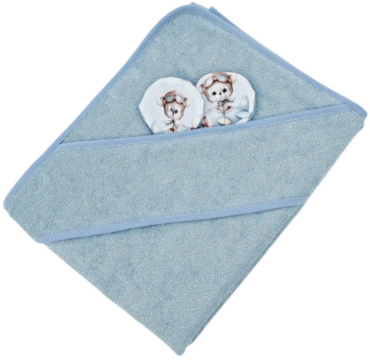Bamboo bath cover Pilot Bear/Blue