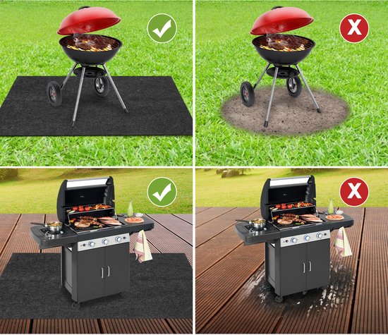 BBQ Mat Rechthoek 100x120 cm - Barbecue vloermat voor BBQ - Grijs Barbecue tapijt voor barbecueën, terras en tuin van BBQ+ — afbeelding 5