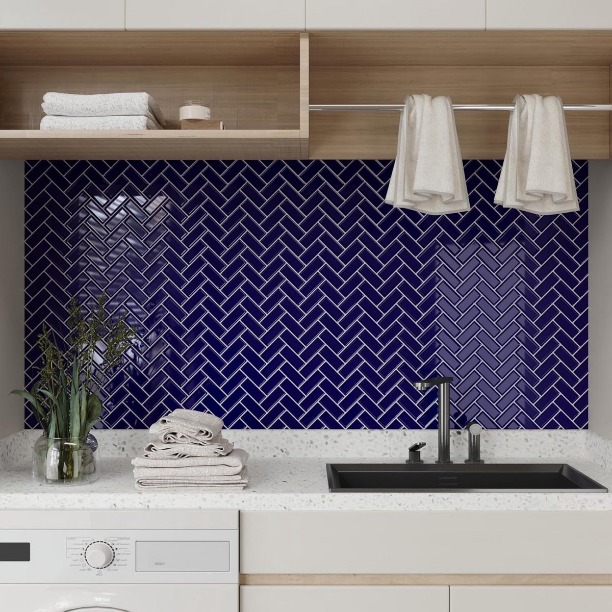 Zelfklevende Wandtegels 3D Spatwand Keuken & Badkamer - Marineblauw, Waterdicht