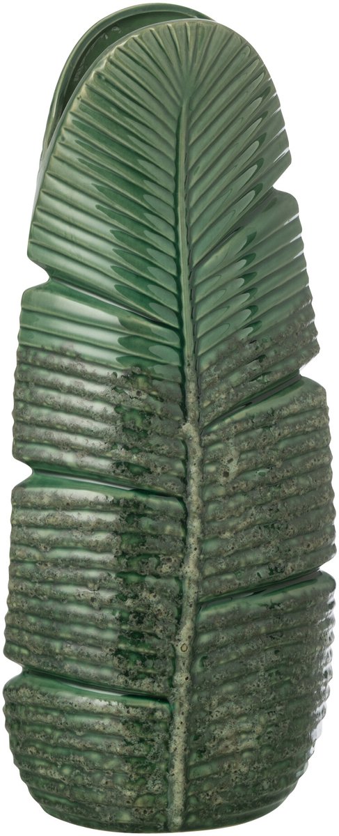 J-Line vaas Blad - steengoed - groen - small