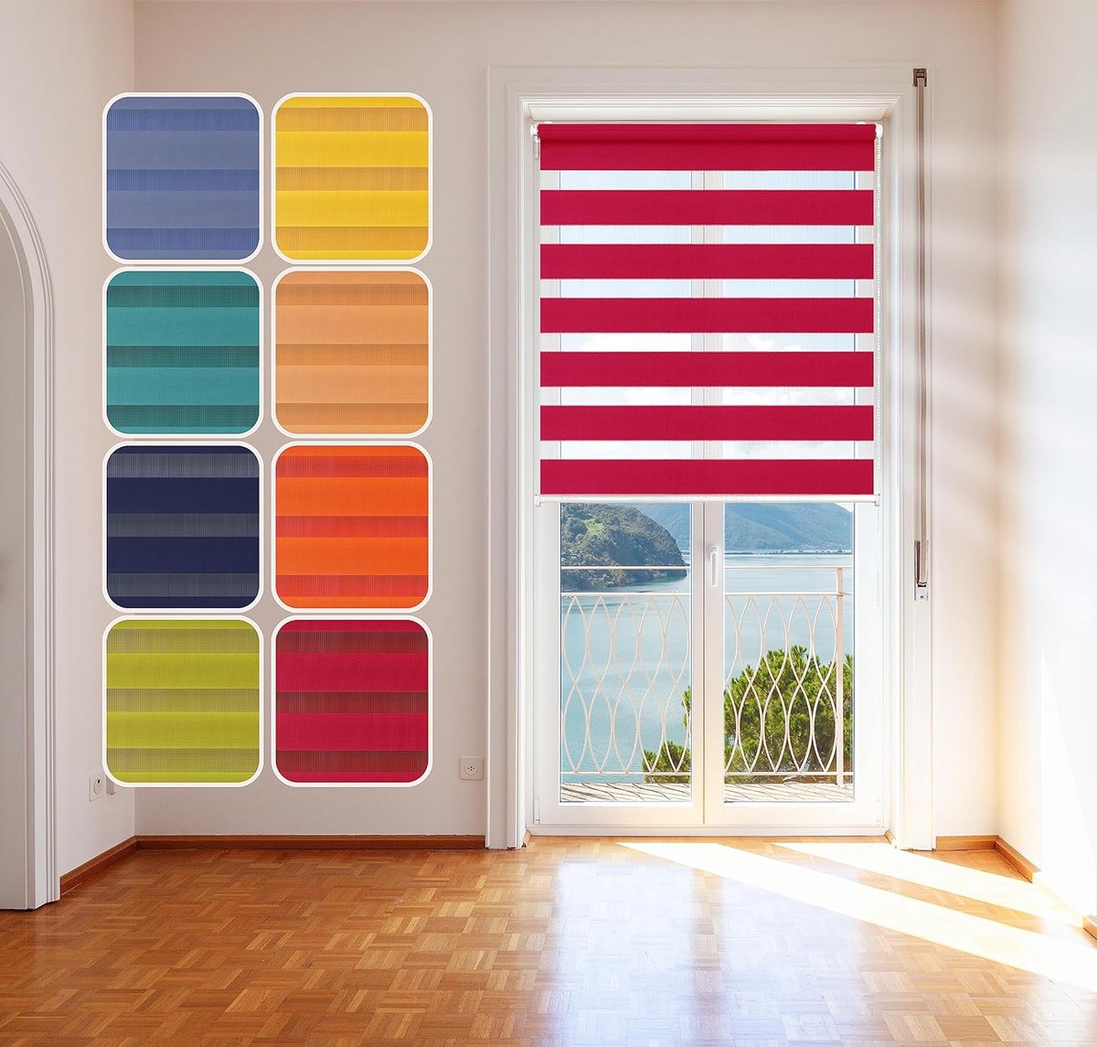 Dubbel Rolgordijn Blauw 70x150 cm - Lichtdoorlatend en Verduisterend Raamdecoratie