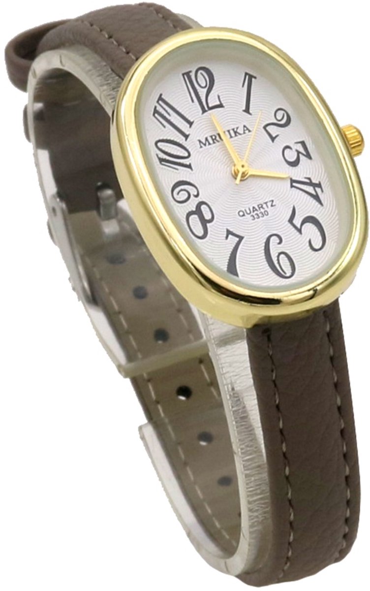 Horloge - quartz - PU band - bruin - 36x22 mm