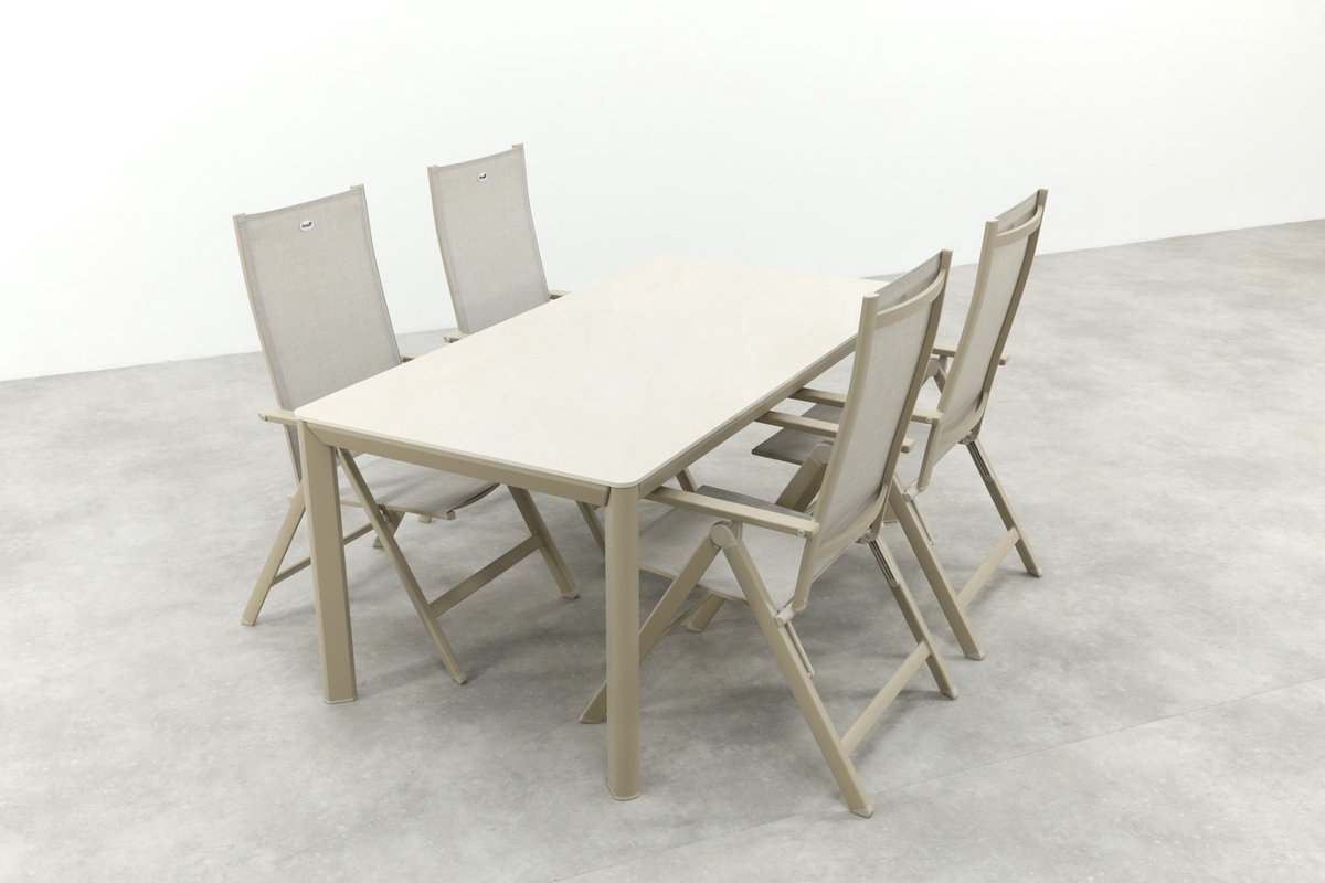 Hartman Napoli/Kyra verstelbare tuinset voor 4 personen 180x90 cm. - Latte – foto 5