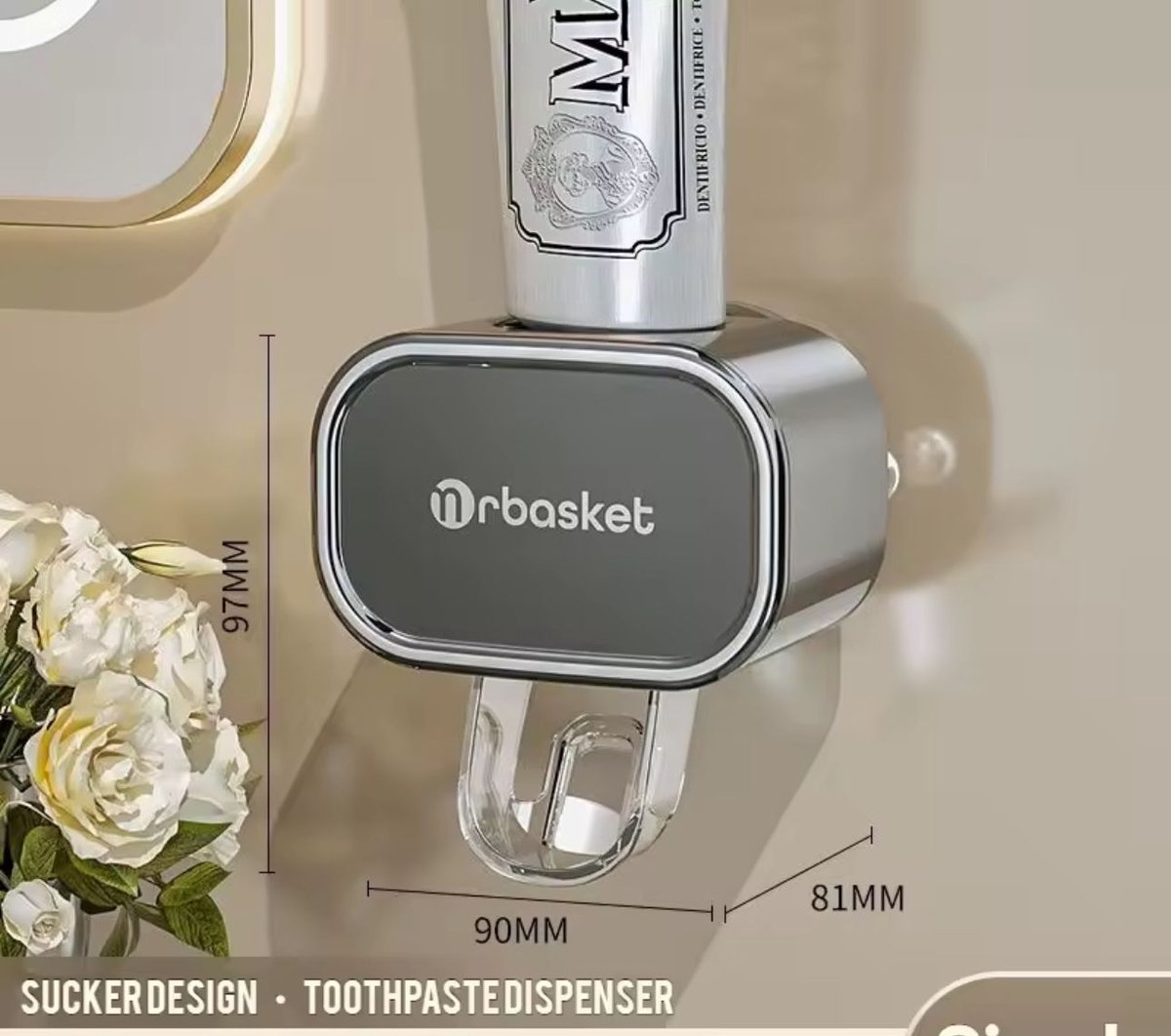 Tandpasta Dispenser Wandmontage – Automatische Tandpasta Houder – Zonder Boren – Badkamer Organizer – Gunmetal Grijs