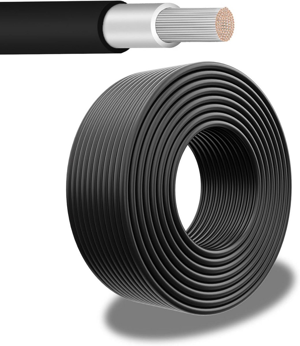 Zonnekabel 6 mm² - 10 m - UV-bestendig, flexibel en vlamvertragend voor zonnepanelen