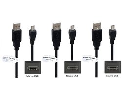 2 stuks OneOne 3,2m Mini USB kabel. Extra sterke laadkabel. Stevig oplaadkabel snoer past op Nextbase dashcam 101 Go, 112, 202 Lite, 212, 302G Deluxe, 312, 312GW, 402G, 412GW, 512, 512GW, Duo