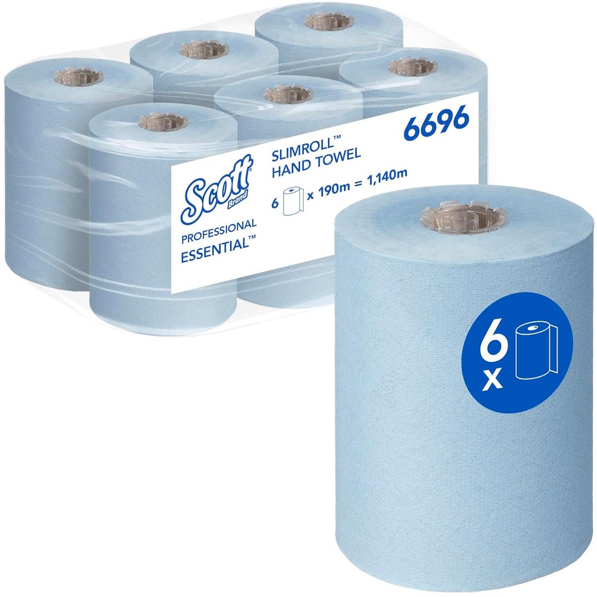 Slimroll Papieren Handdoeken - 6 Rollen x 190m Zacht en Absorberend