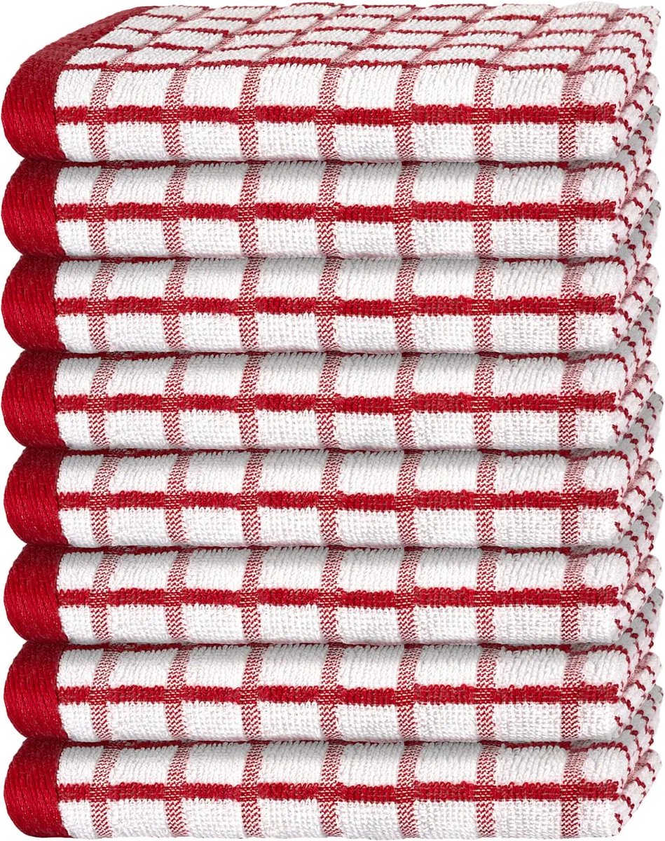 Keukendoeken - 410 GSM - Zacht en Absorberend - 8 Stuks - Keuken - Rood