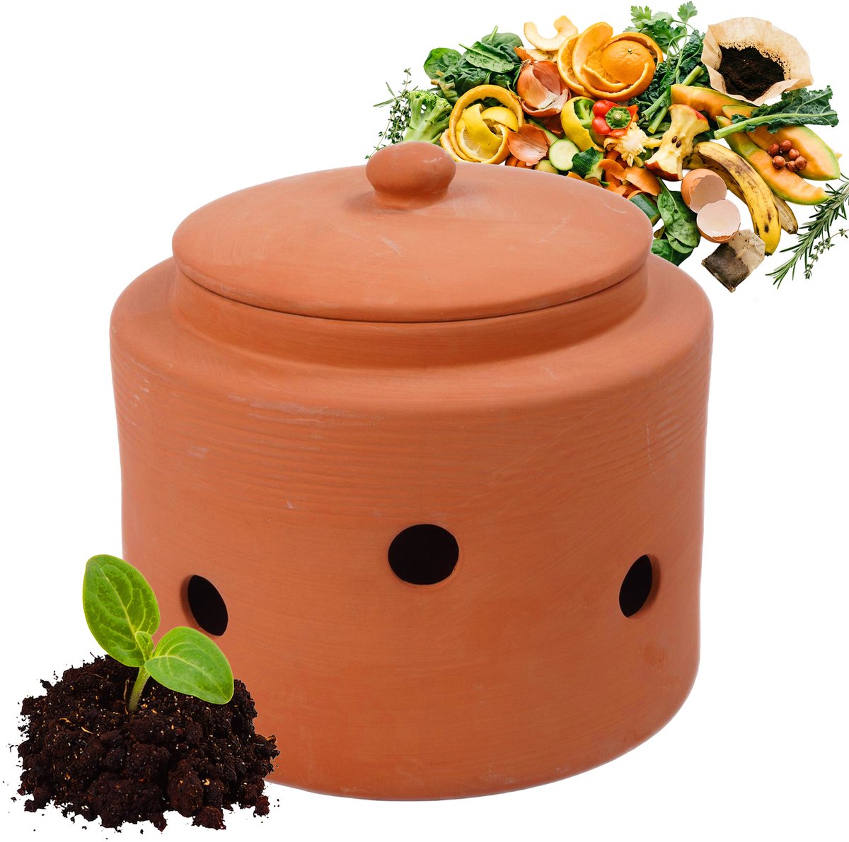 wormenbak - terracotta - 5 l - voor wormencompost