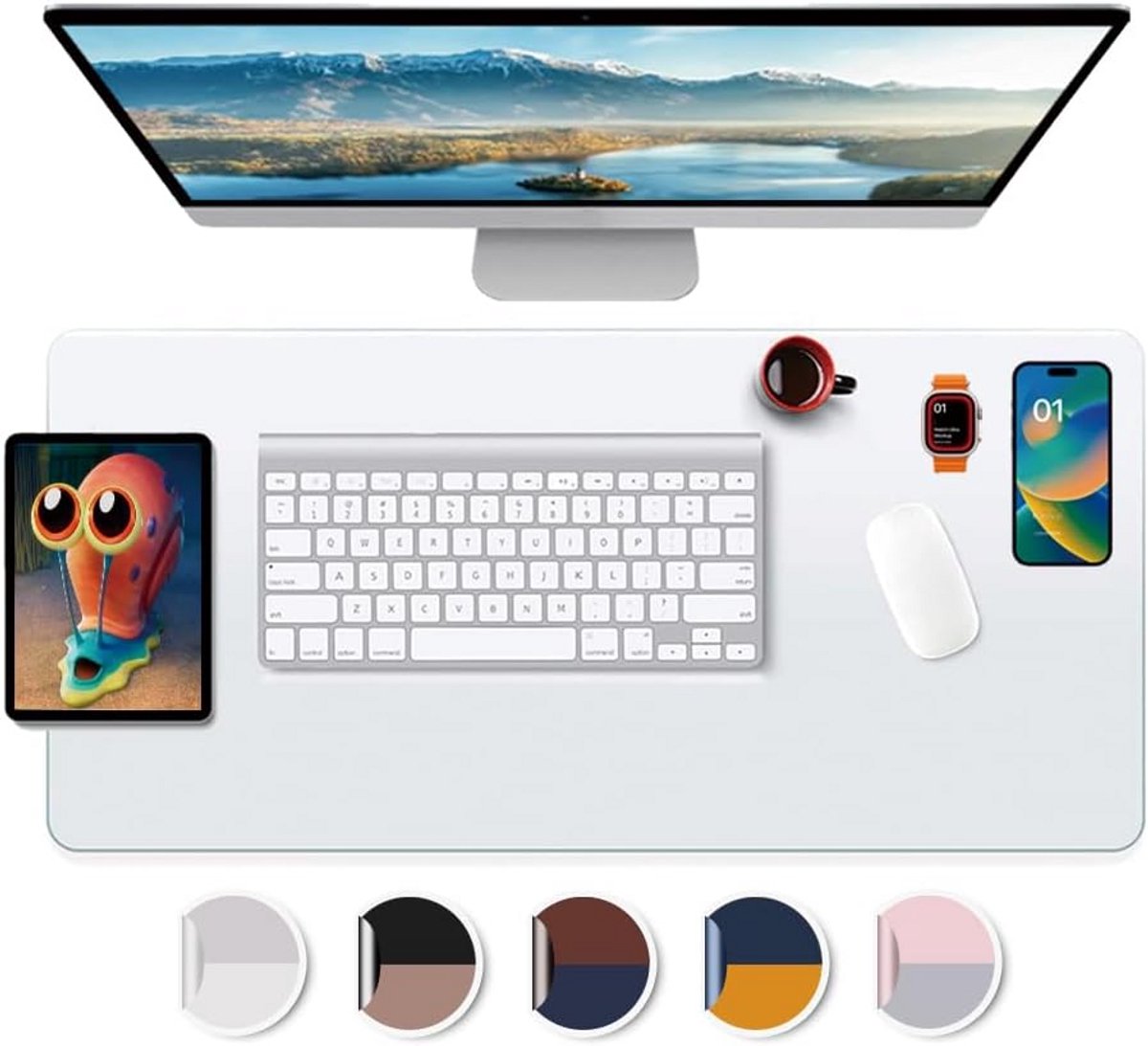 Transparante bureauonderlegger en organizer voor computer en laptop