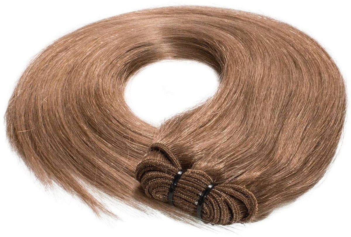 hair2heart Premium Echthaar Tressen om in te naaien Extensions glad - 50cm 50g 8/1 lichtblond as