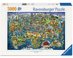 Ravensburger – Wereldkaart met Bezienswaardigheden – Legpuzzel – 5000 Stukjes
