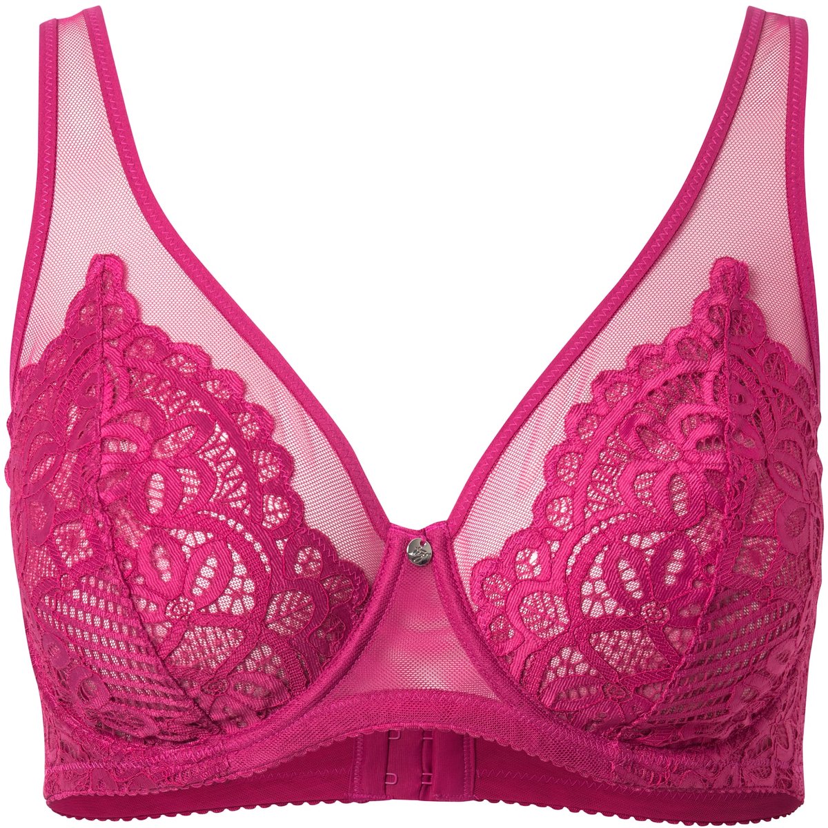 TruYou Dames - Beugel BH kant mesh bandjes - Fuchsia