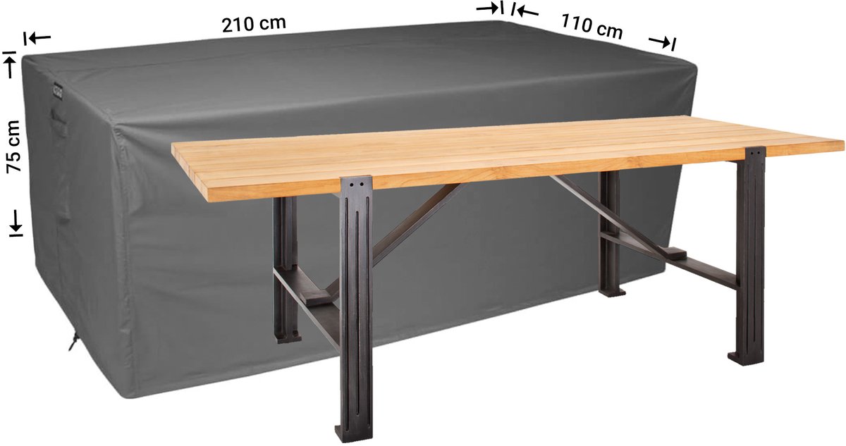 Raffles Covers Beschermhoes tuintafel - 210 x 110 H: 75 cm - D-RT210110XL - Waterdicht - Ademend - UV-bestendig - Elastisch rijgkoord - Beschermhoes tuinmeubelen