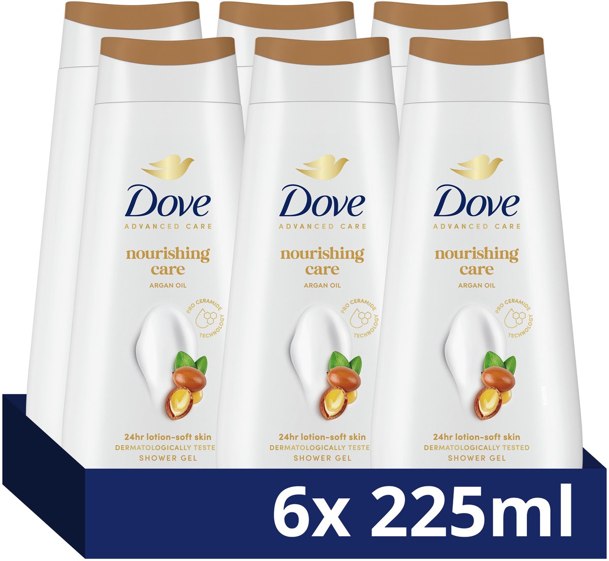 Bol.com Dove - Douchegel - Advanced Care Nourishing Care - 6 x 225 ml - Voordeelverpakking aanbieding