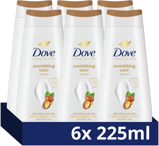 Dove - Douchegel - Advanced Care Nourishing Care - 6 x 225 ml - Voordeelverpakking