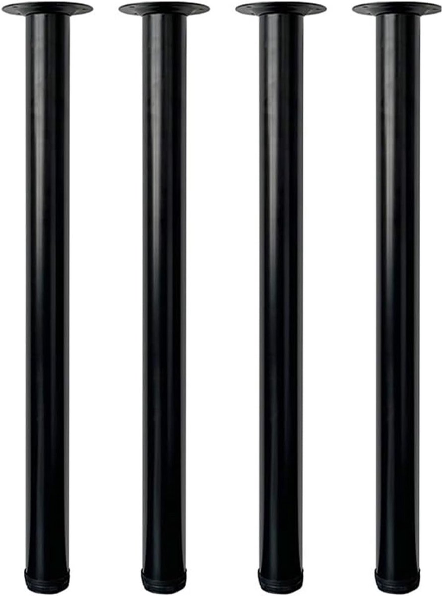 Verstelbare Tafelpoten 70 cm - Metalen Meubelpoten voor Eettafel, Bureau, Werkbank, Ø50mm, Set van 4, Zwart