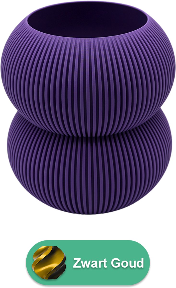 Lovora Elaro moderne vaas – Decoratieve vaas - Zwart / Goud - 3d geprinte vaas – geschikt voor droogbloemen - 34CM