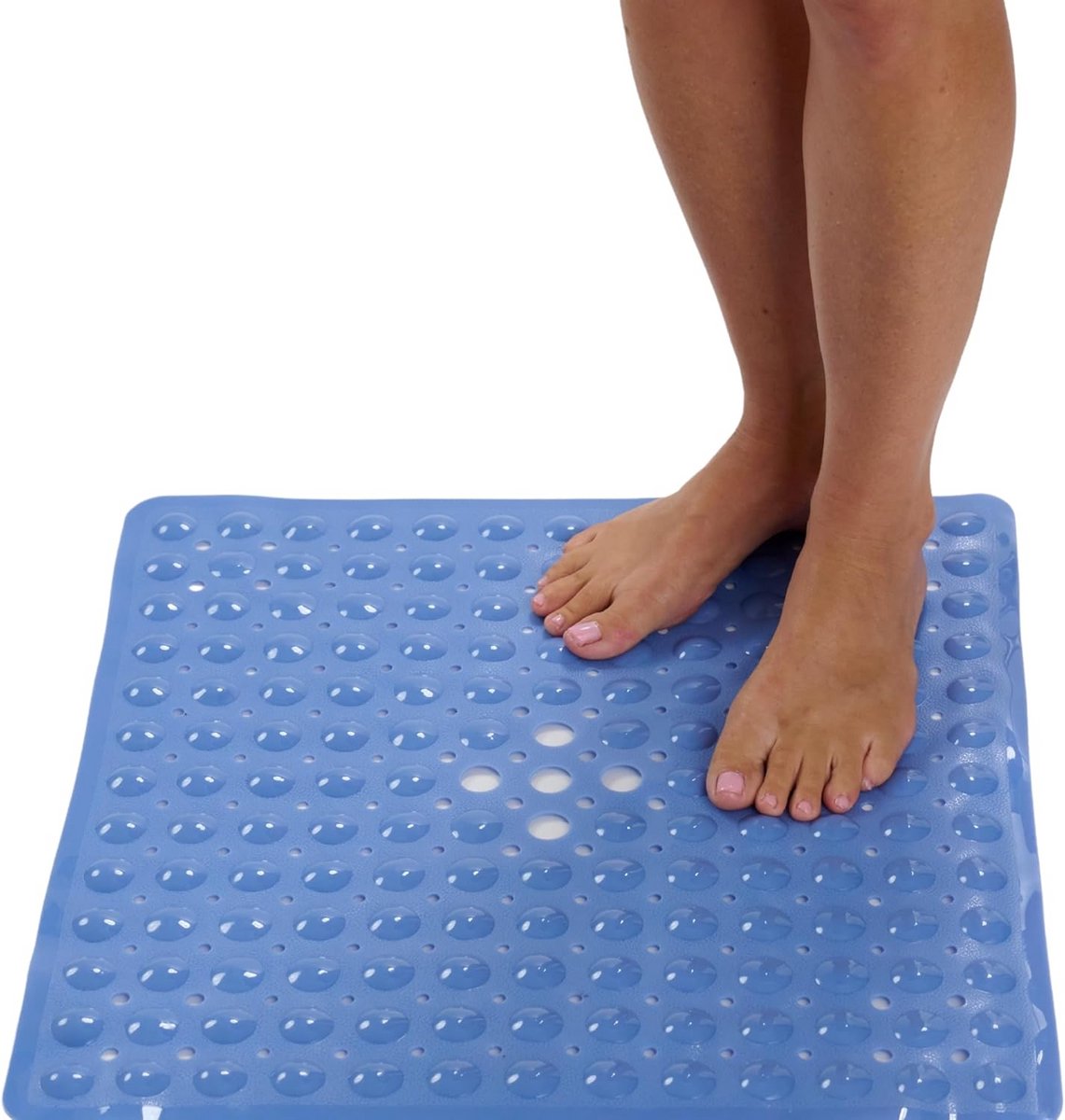 Antislip Vierkante Douchemat met Afvoergat 21 x 21 cm – Veiligheidsmat voor Douchecabine