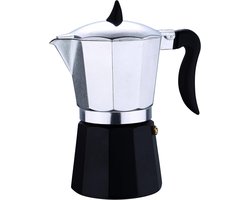 Aluminium Moka Express Koffiezetapparaat voor 6 Kopjes - Zilver/Zwart