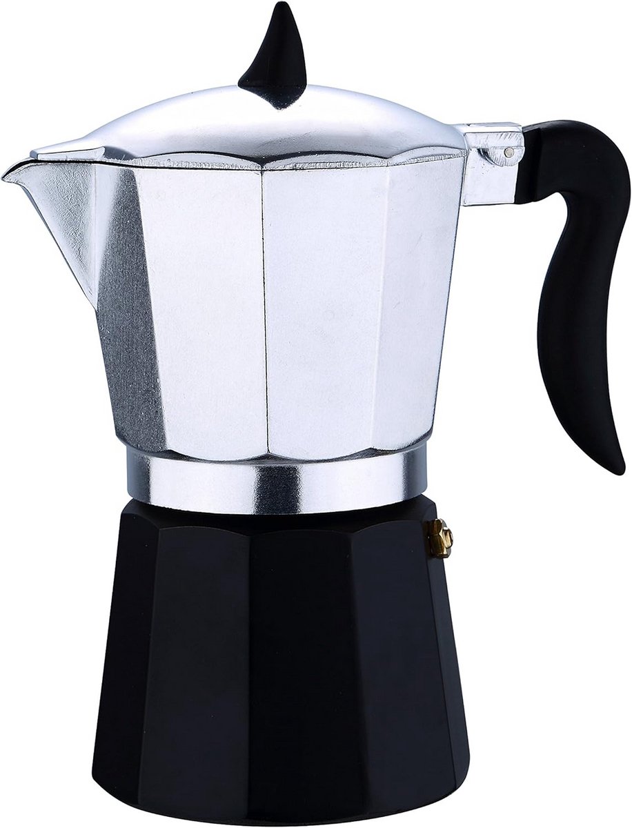 Aluminium Moka Express Koffiezetapparaat voor 6 Kopjes - Zilver/Zwart