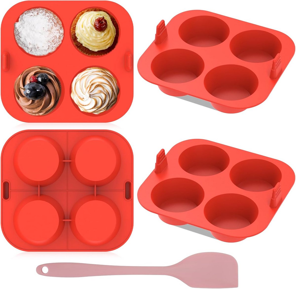 Set van 4 Siliconen Muffinvormpjes voor Airfryer en Oven - Hittebestendig en Antiaanbak