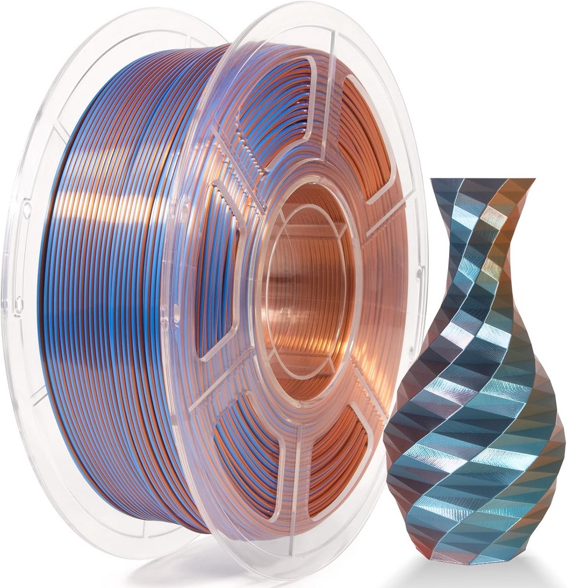 Zijde PLA Filament 1.75mm 1KG 3D Printer Materiaal - Koper Blauw Goud Kleurwisseling Hoge Precisie