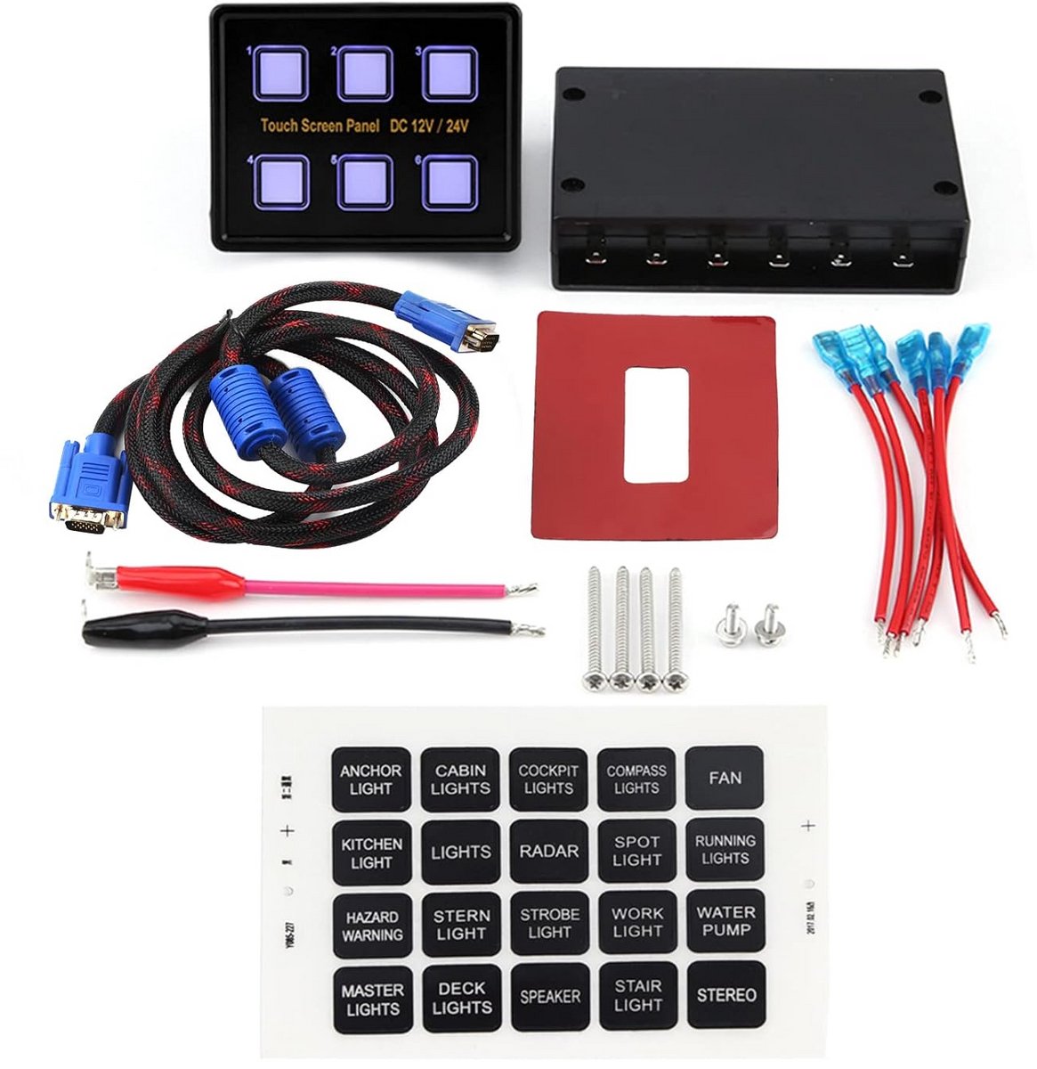 Universeel 12V 24V LED Touchscreen Schakelaarpaneel 6-voudig voor Auto en Boot