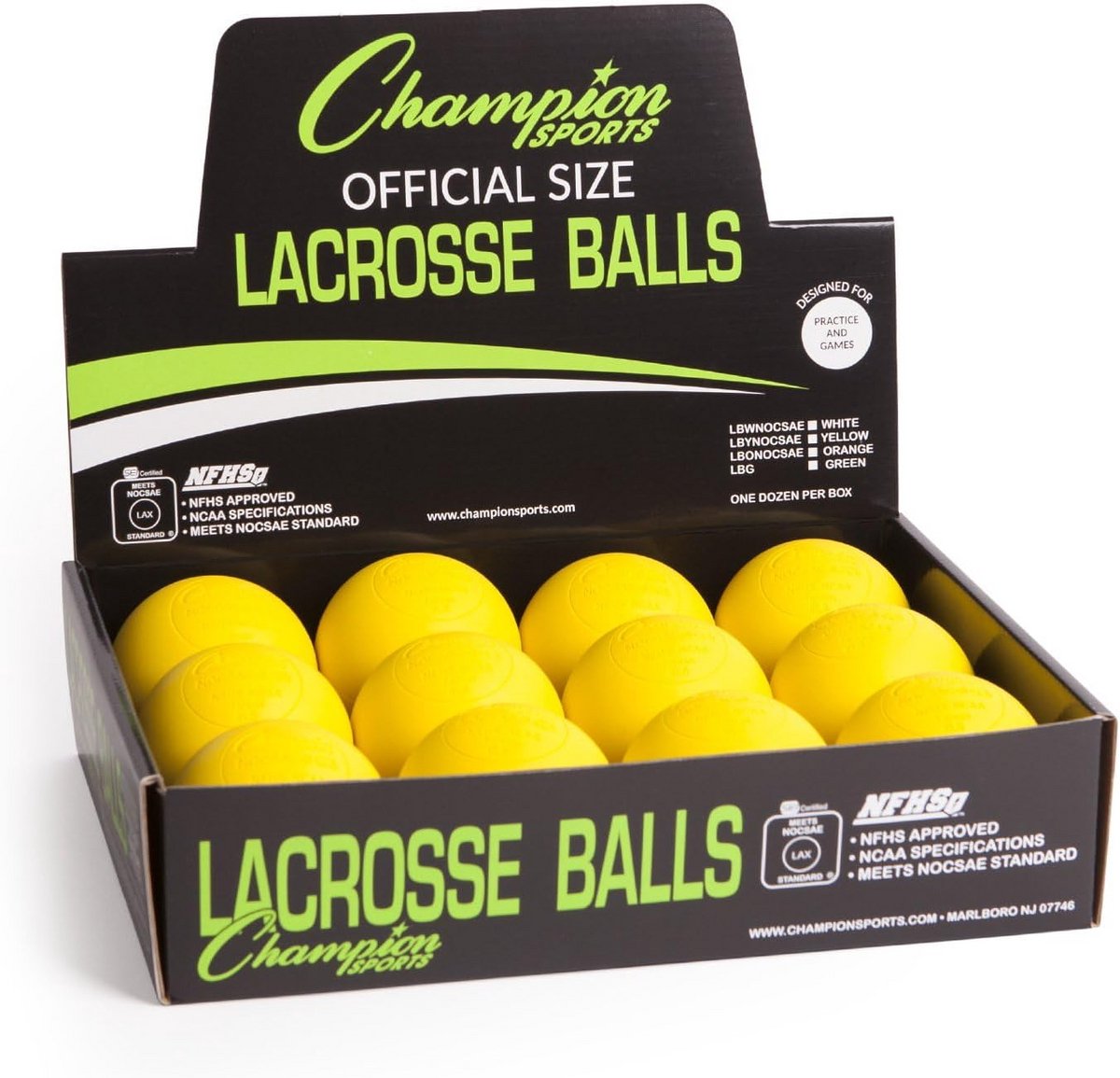 Officiële Maat Lacrosse Ballen Set - Duurzaam Geel Rubber (12 Stuks)