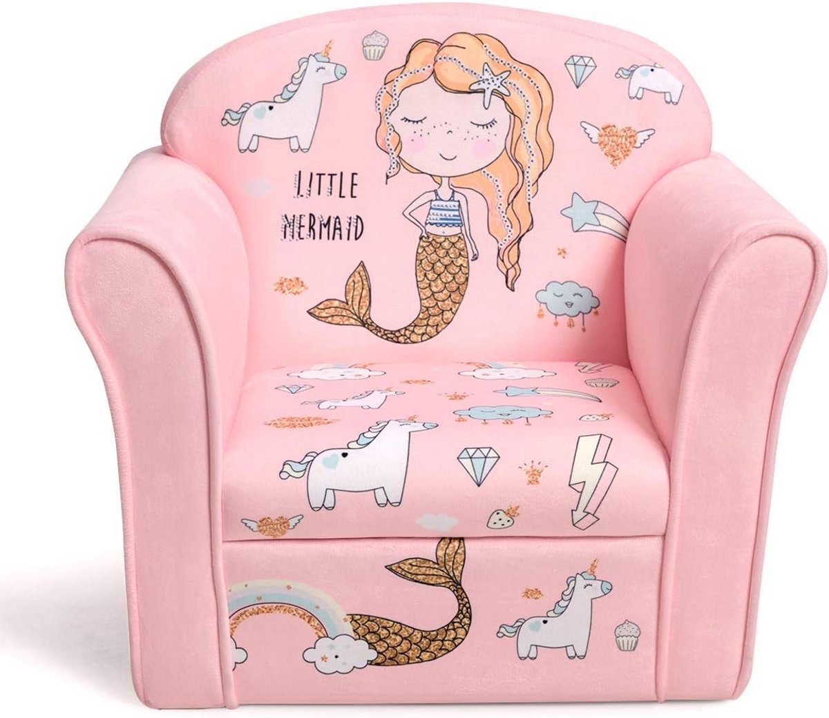 Comfortabele Kinderfauteuil met Houten Frame en Zachte Bekleding