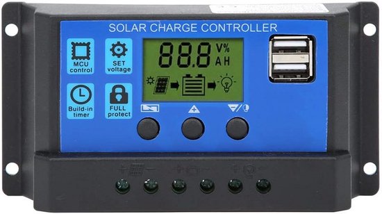 MPPT Solar Laadregelaar 12V/24V 30A met LCD Scherm en Dubbele USB Uitgang