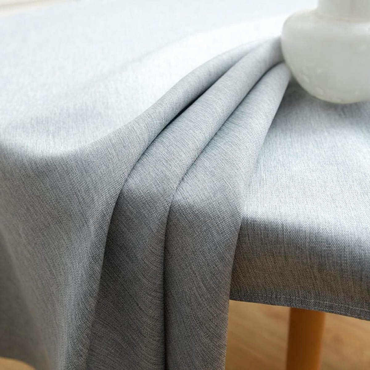 Ronde Tafelkleed Katoenmix Waterafstotend Effen Kleur Sky Blue - Diameter 260 cm