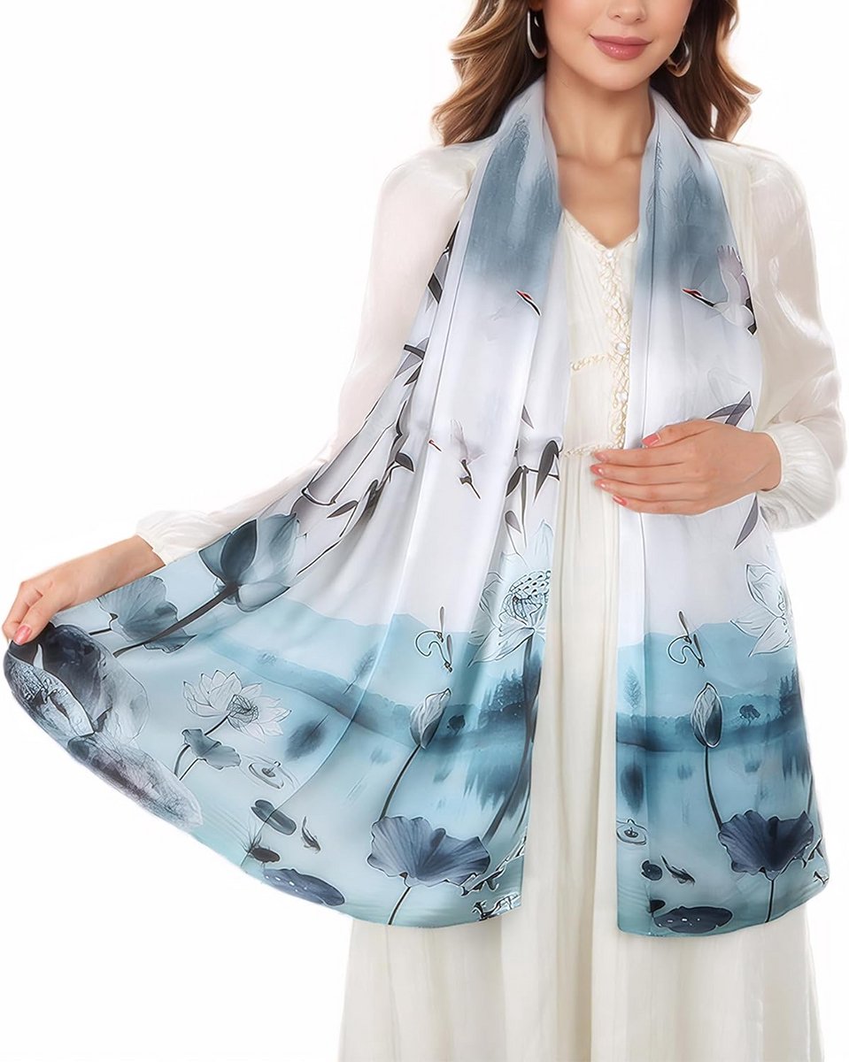 Lange zijden sjaal dames 100% pure zijde zacht en comfortabel