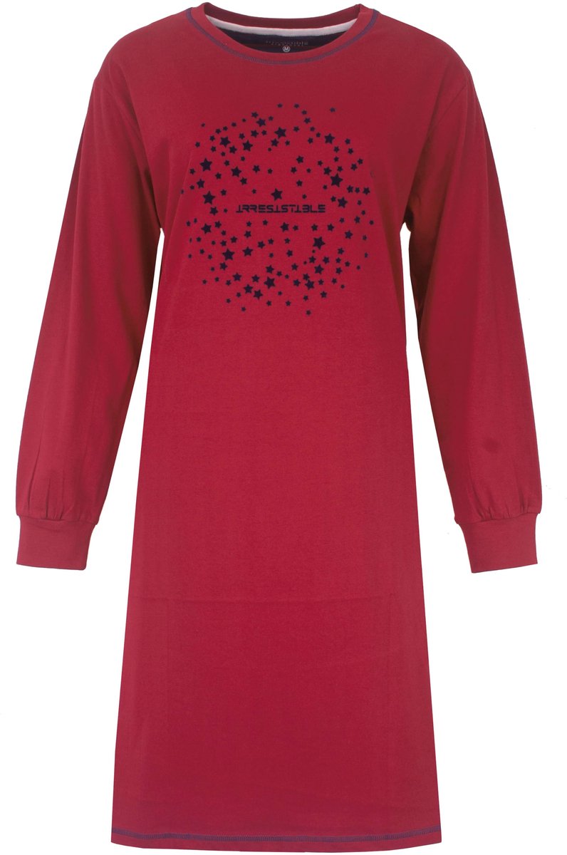 Irresistible Dames Nachthemd - Lange Mouwen - Ronde hals - Rood