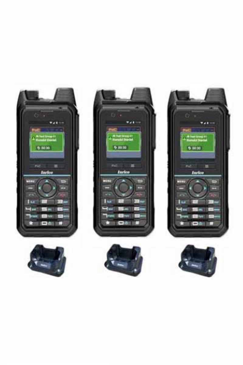 Set van 3 Inrico T330 4G LTE Zello Smart Portofoons IP68 met tafellader