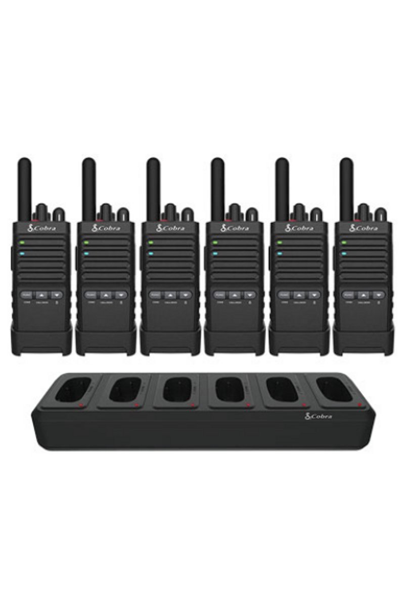Set van 6 Cobra PX650 UHF PMR446 vergunningsvrije slimline portofoons met multilader