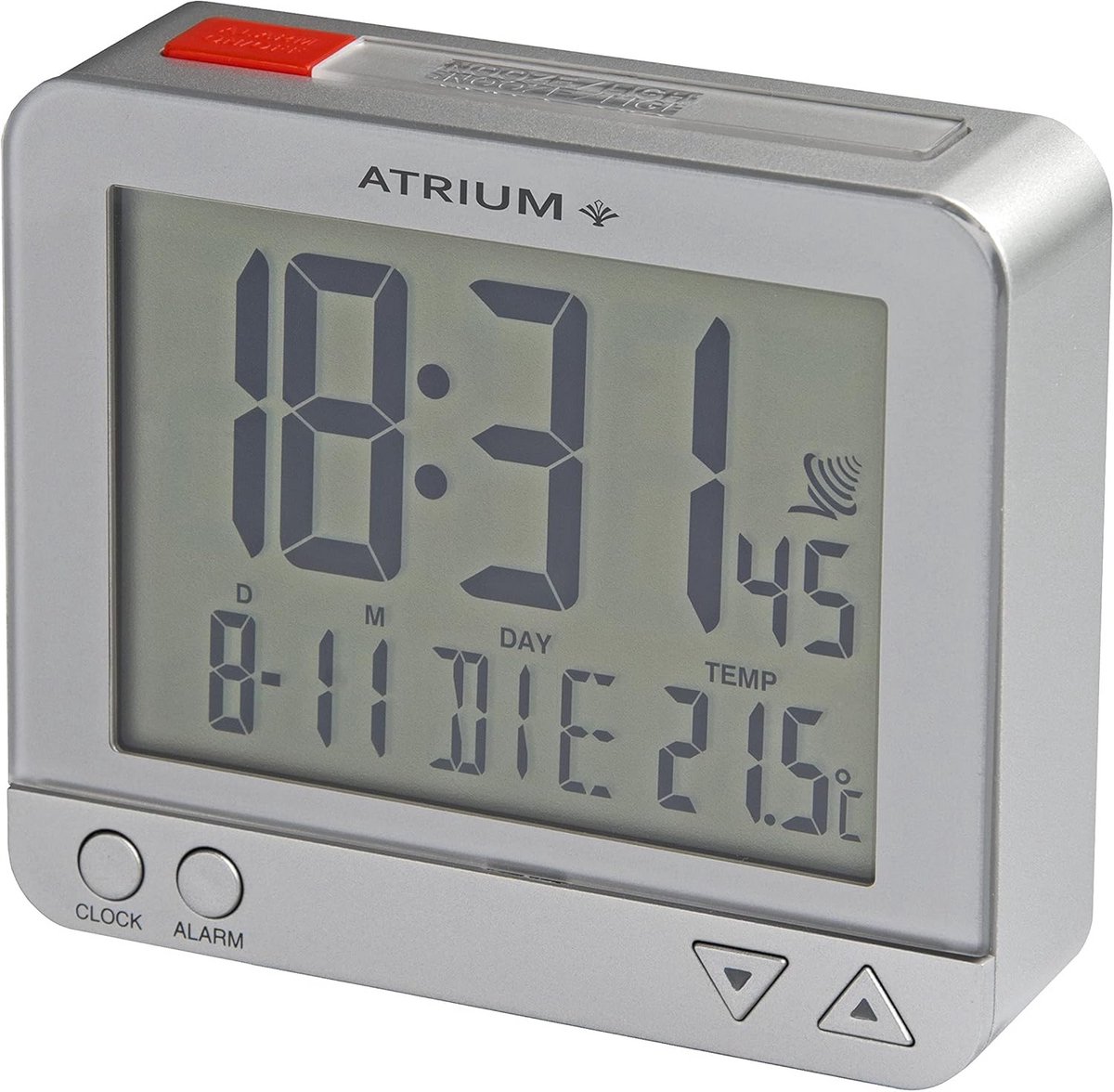 Digitale Wekker Zilver met Nachtlampje, Datum en Temperatuurweergave
