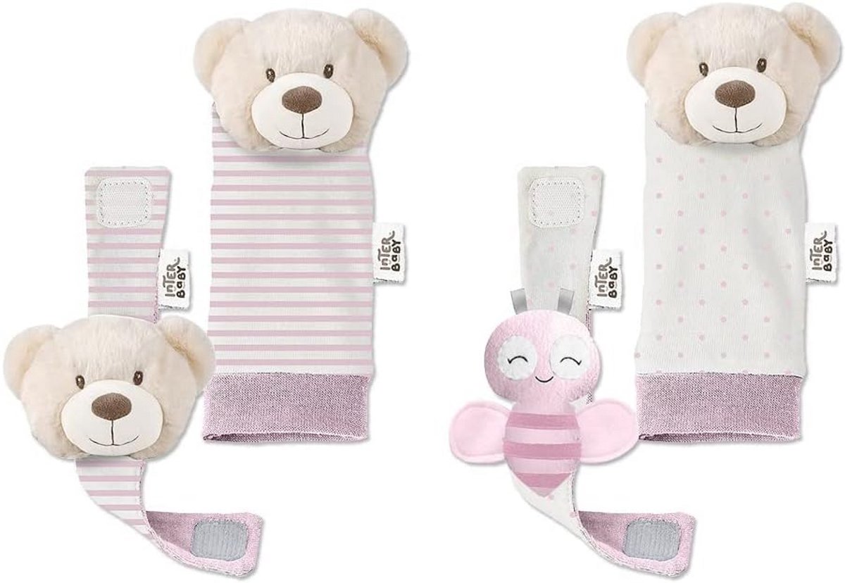 Rammelaar Setschoentjes en Polsbandjes voor Baby's en Poppen - Roze Beer