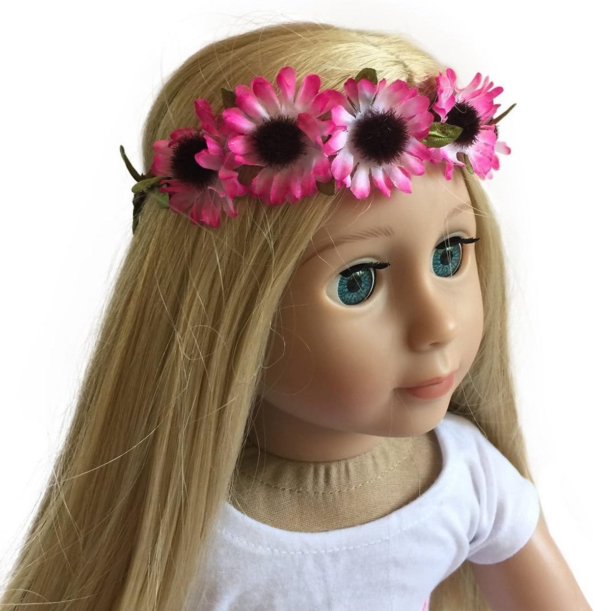 Bloemen Haaraccessoire voor Poppen van 46 cm - Roze Zonnebloem Krans