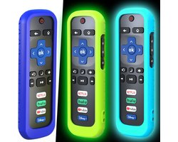3 Stuks Universele Siliconen Afstandsbediening Hoes voor Roku TV en Streaming Sticks - Lichtgevend