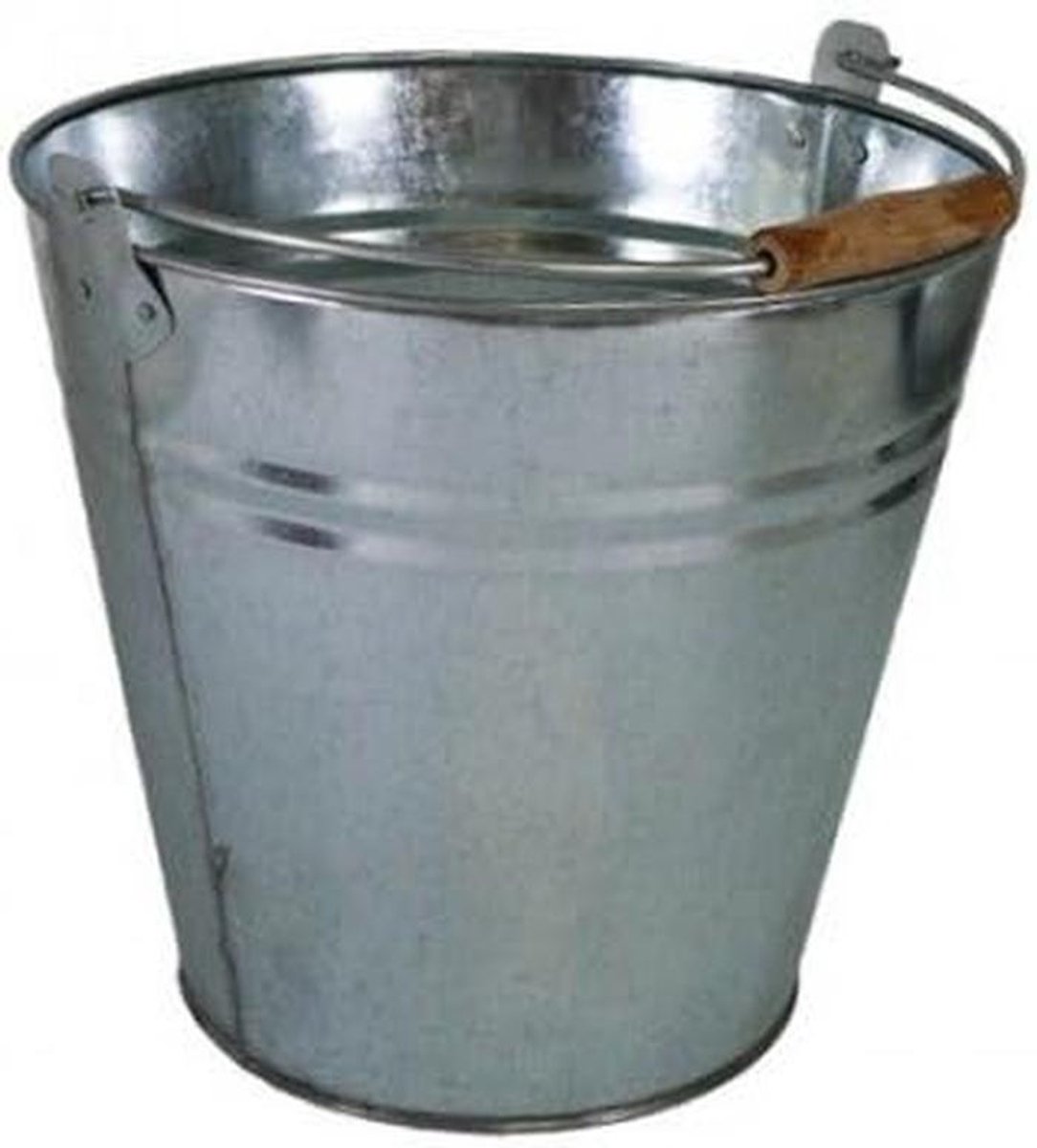 Zinken emmer 12 liter met houten handvat voor tuin en decoratie